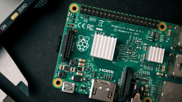 A Raspberry Pi sitting on a table