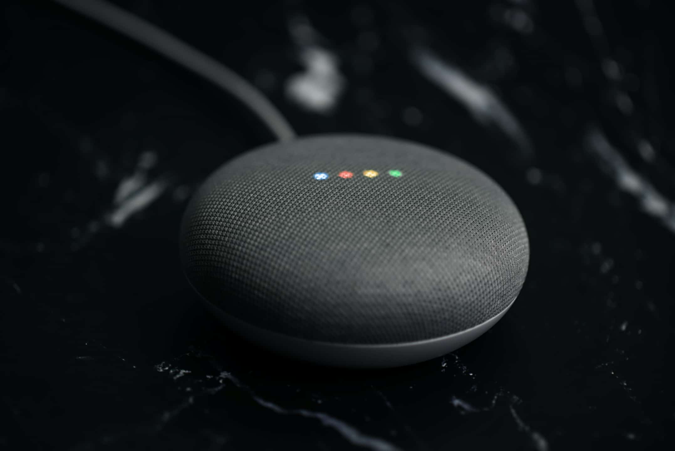 A Google Nest Mini smart speaker