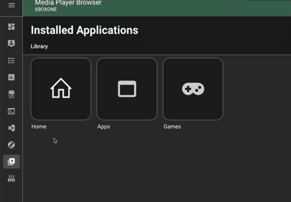 The Home Assistant media browser showing the Xbox library