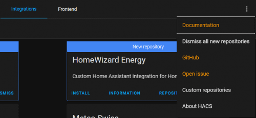 The three-dot-menu in HACS