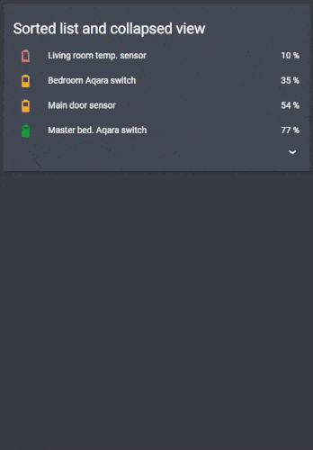 The Battery State Card for the Home Assistant Dashboard being collapsed