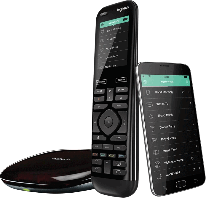 A discontinued Logitech Harmony universal remote