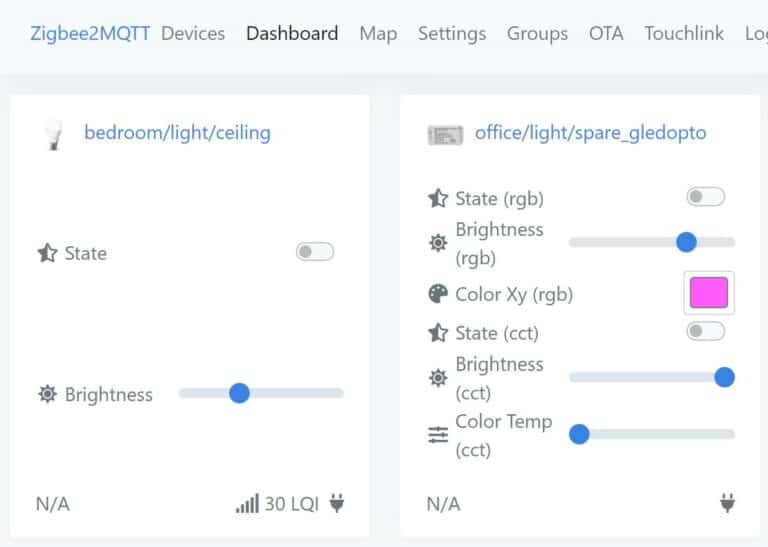 Testing the Zigbee2MQTT webbased frontend