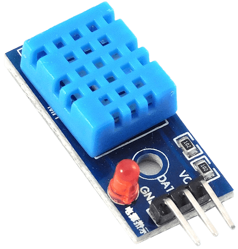 The DHT11 temperature and humidity sensor, which is no longer recommended for use with ESPHome.