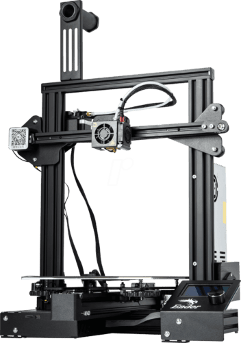 A Creality Ender 3 Pro 3D printer, showcasing its upgraded aluminium extrusion, magnetic bed surface, and C-MAG sticker for improved stability, durability, and ease of use.