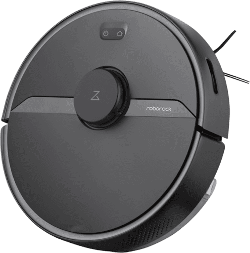 The Roborock S6 Pure robot vacuum cleaner in black.