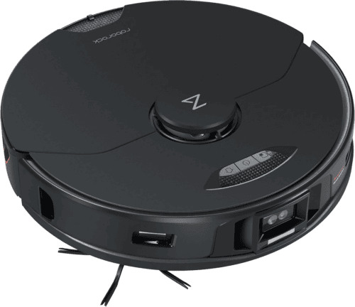The Roborock S7 MaxV robot vacuum cleaner in black.