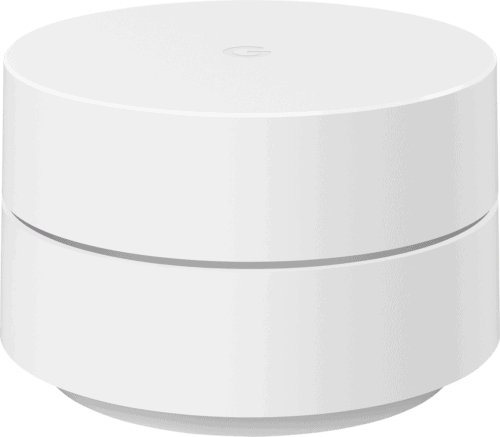 An isolated image of the Google Wifi.