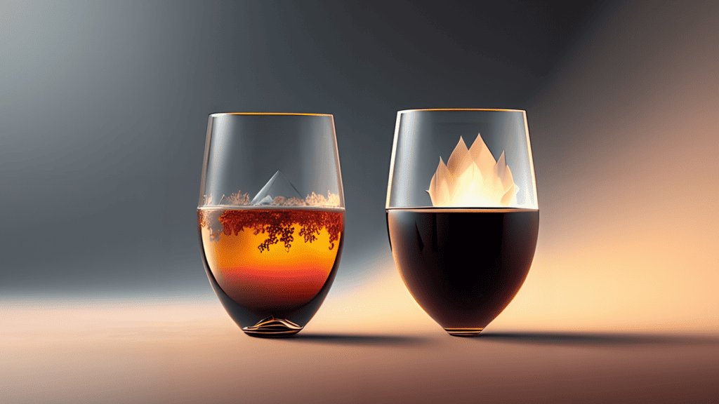 An abstract, digital illustration of two inverted wine glasses.