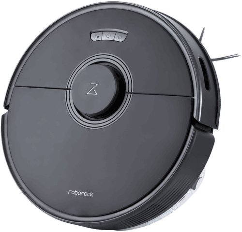 The Roborock Q7 Max robot vacuum cleaner in black.