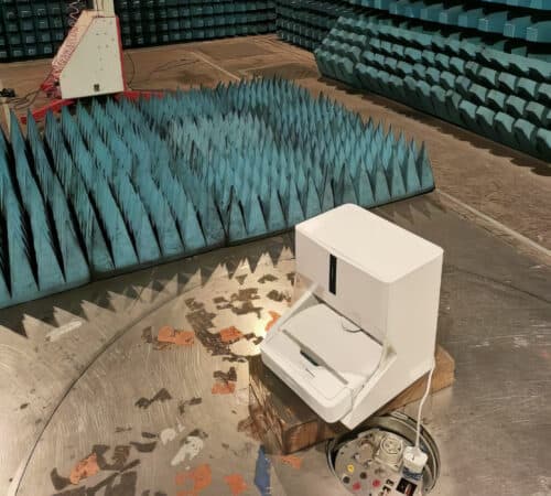 The Roborock X7 WashVac in its dock for testing purposes.