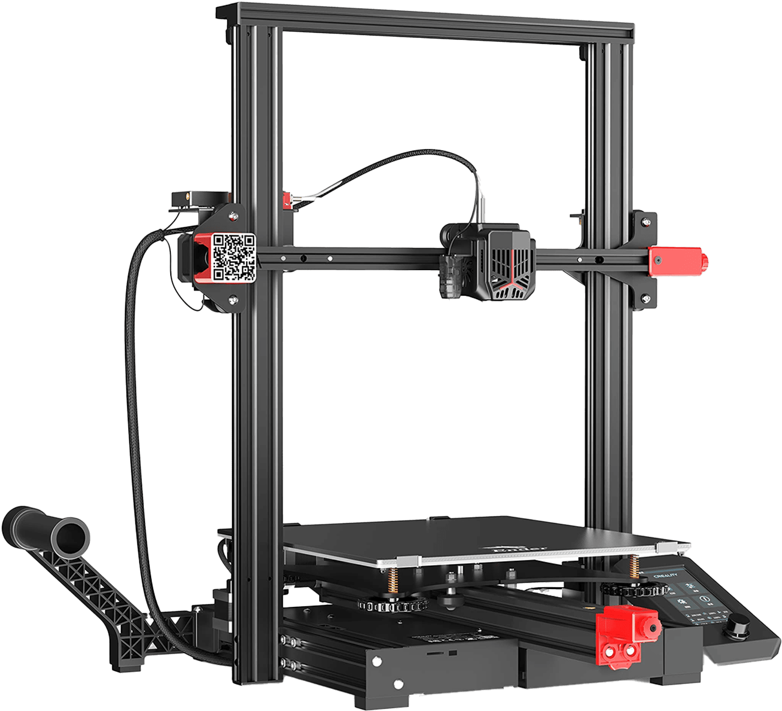 A Creality Ender 3 Max Neo 3D printer with a large build volume, dual Z-axis and motors for increased stability, and a full-metal Bowden extruder for durability.