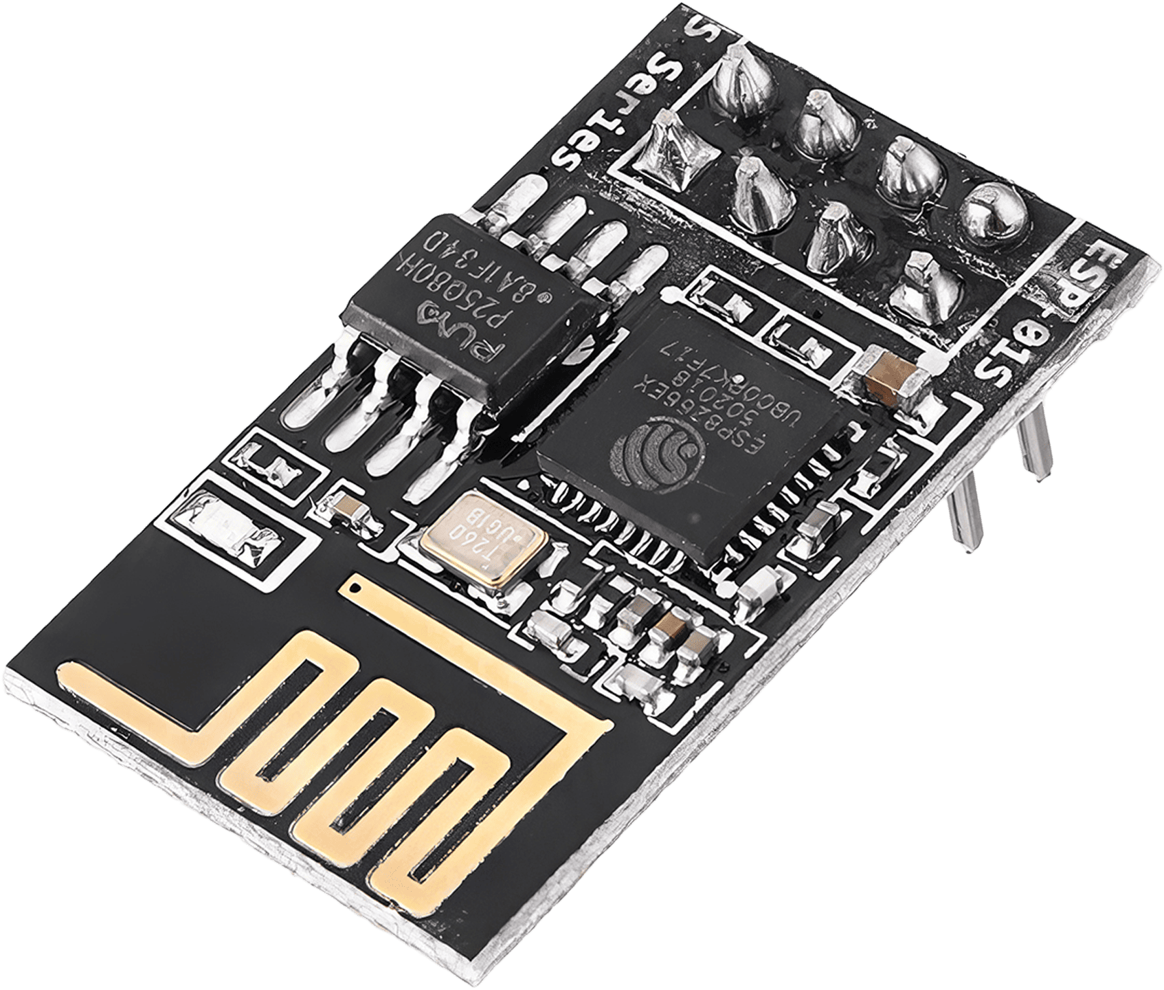 A compact and cost-effective ESP-01S WiFi module for Arduino, featuring an improved PCB design and 1MB memory.