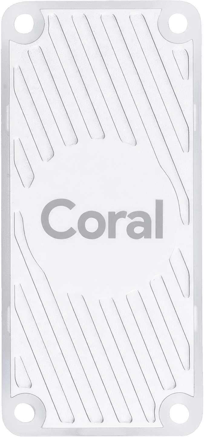 A compact Google Coral USB Accelerator device designed to enhance machine learning capabilities and improve power efficiency for various systems.