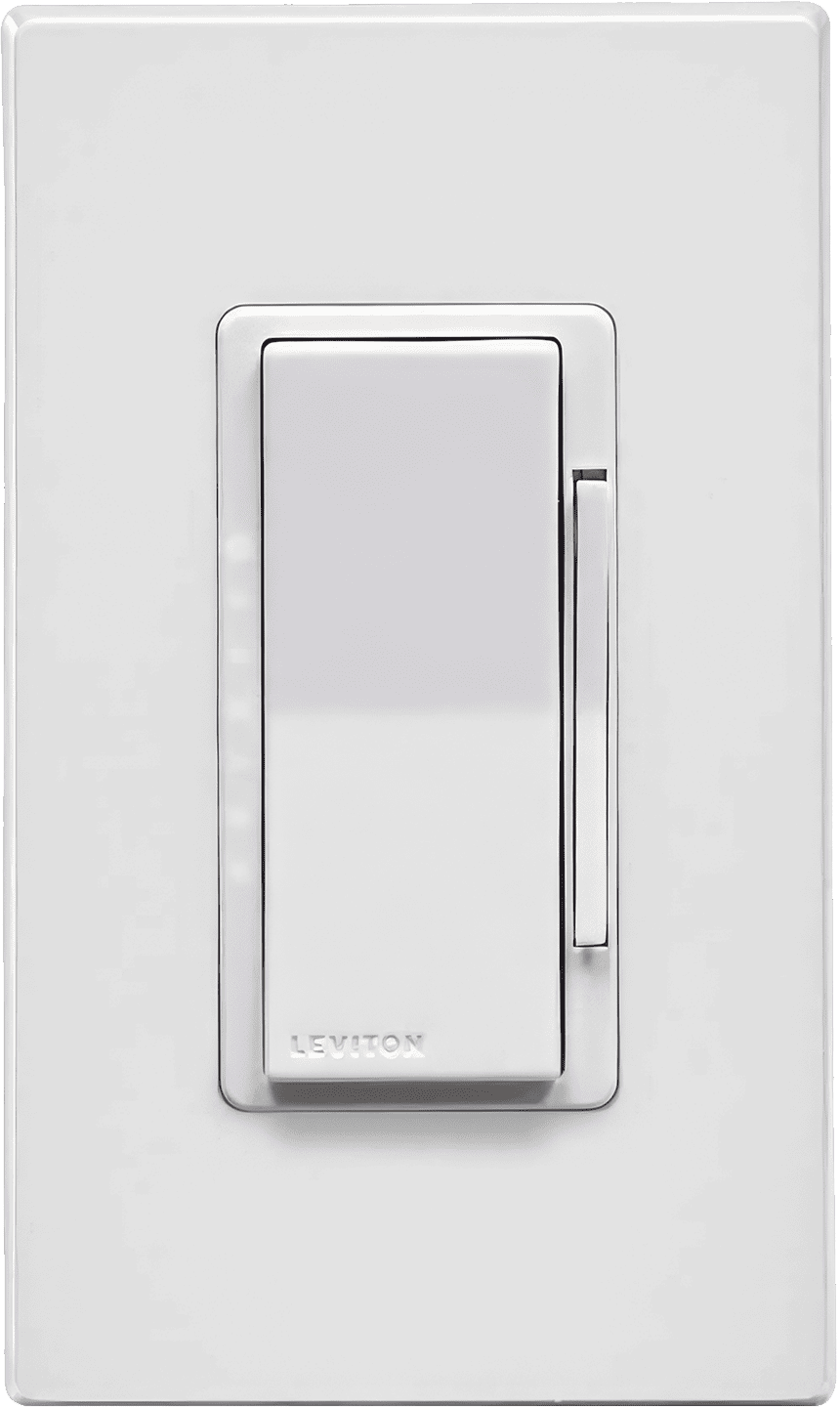 Sleek and modern Leviton Decora Zigbee Smart Dimmer in white, offering seamless integration with smart home systems and customisable style options for any interior decor.