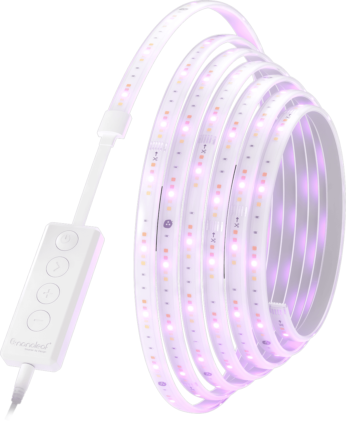 A Nanoleaf Matter Lightstrip Starter Kit showcasing a variety of vibrant colours, designed to enhance your home's atmosphere and integrate seamlessly with smart home ecosystems.
