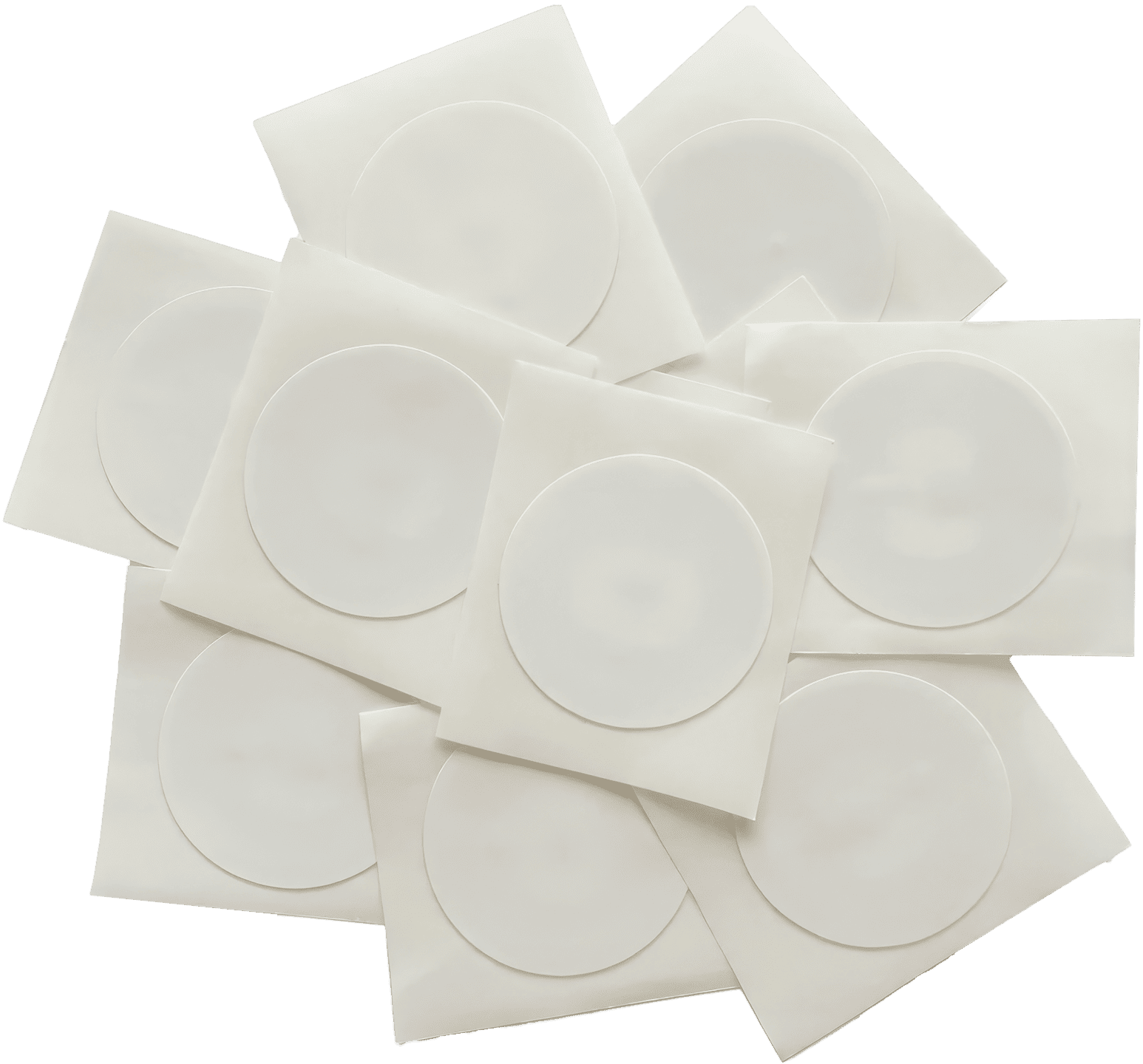 A sleek and shiny NFC Sticker made from eco-friendly materials, featuring a strong adhesive and an NTAG 215 chip with 504 bytes of memory.