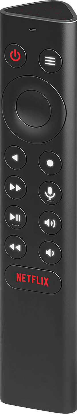 The NVIDIA SHIELD Remote is a sleek, black remote control with illuminated buttons, designed for use with SHIELD TV models, offering customizable options and smart home integration.