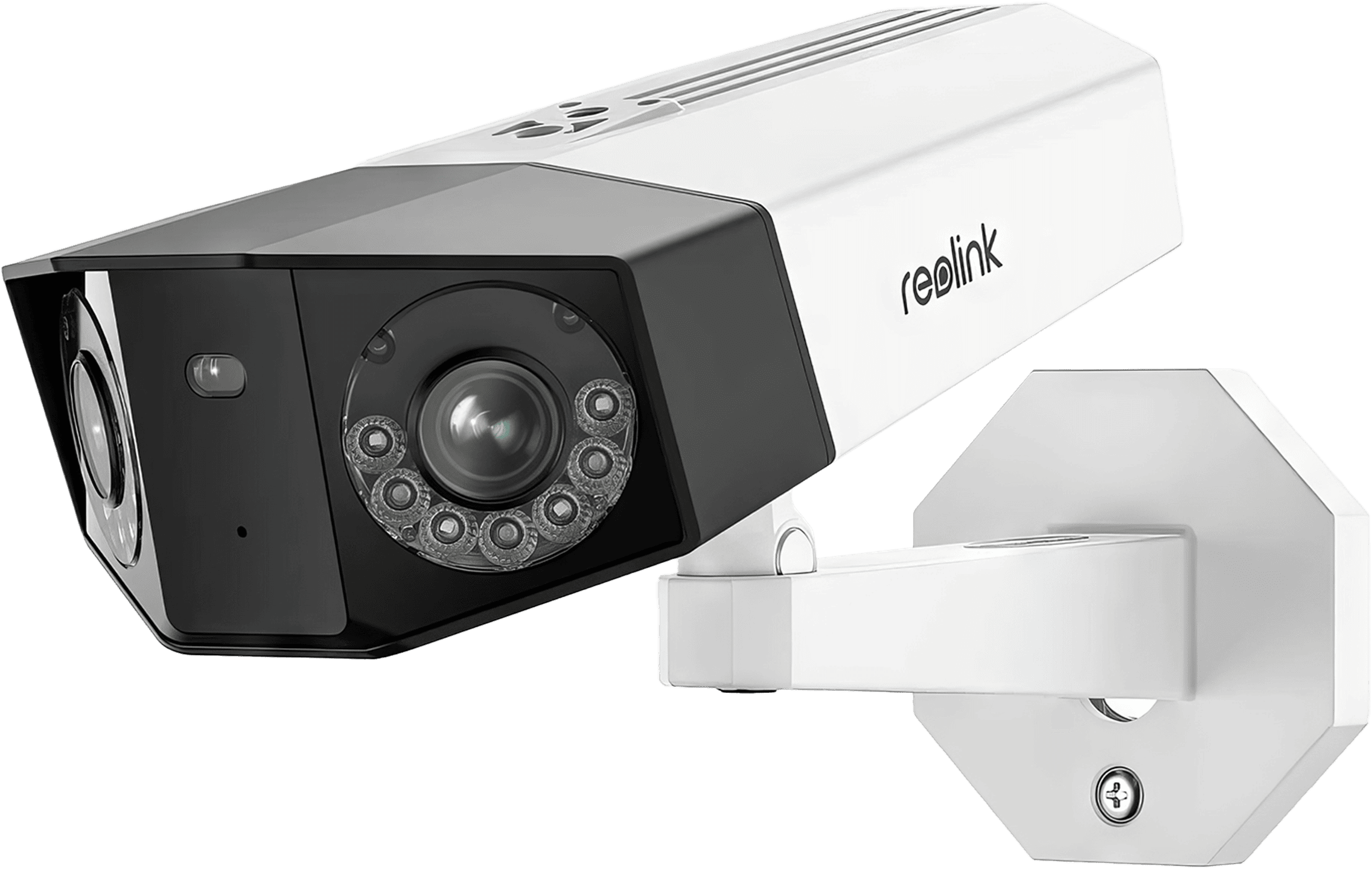 High-resolution image of the Reolink Duo 2 PoE, an outdoor security camera with dual lenses providing a wide-angle view and night-time colour visuals.
