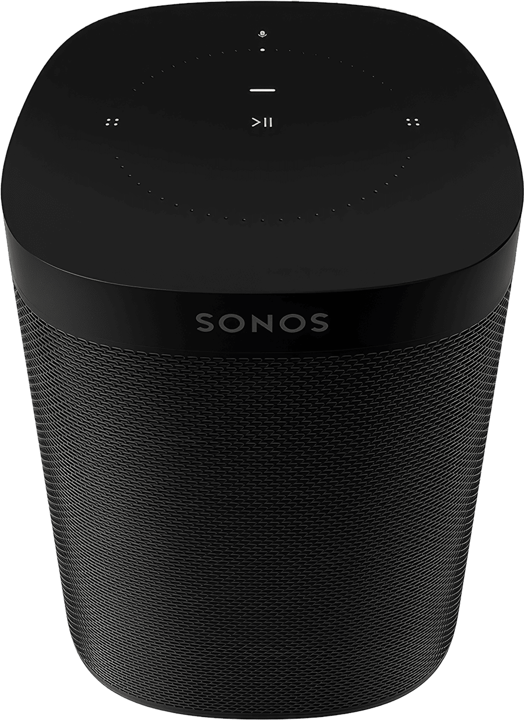 A sleek Sonos One (Gen 2) smart speaker, showcasing its compact design and versatile features, perfect for enhancing the audio experience in any room of your home.
