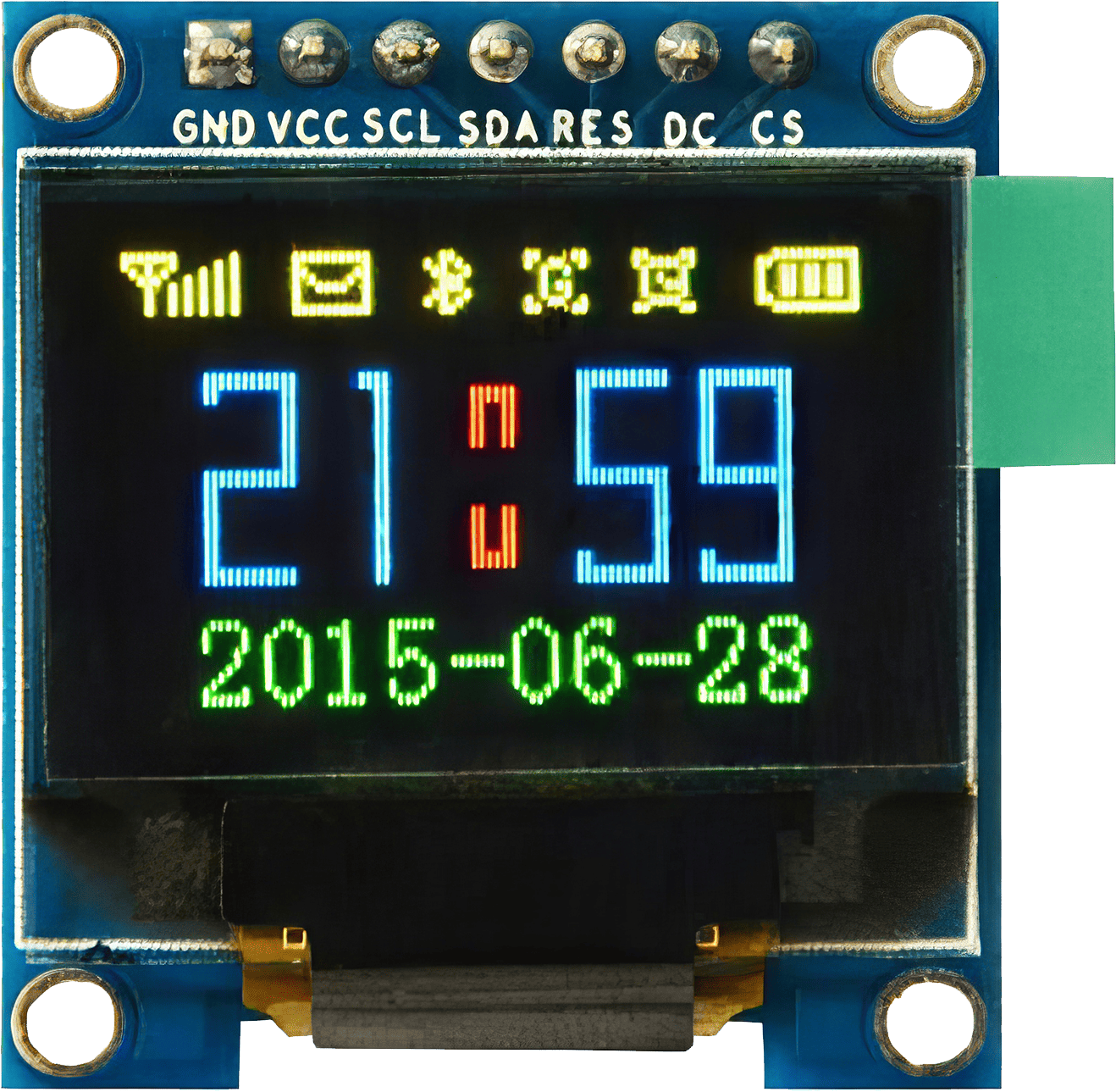 A sleek and compact HiLetgo 0.95in SPI OLED Display Module featuring a vivid 96×64 resolution and responsive draw speed, perfect for enhancing your projects.