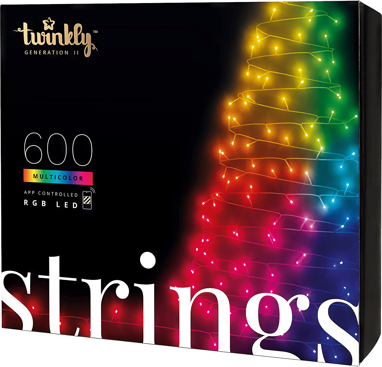 A display of Twinkly Strings, smart LED lights offering a wide range of customisable colours and effects, suitable for indoor and outdoor use.
