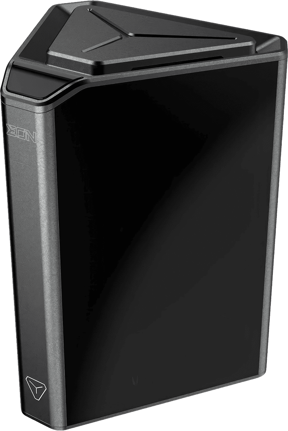 A sturdy, aluminium Argon EON Pi NAS Case with an integrated heatsink and a PWM 60 mm fan, designed for Raspberry Pi 4. The case, accommodating two 3.5" SATA HDD and two 2.5in SATA HDD/SDD, features a neat cable management system, a safe shutdown power button, and an OLED display for cycling through Raspberry Pi 4 and drive information.