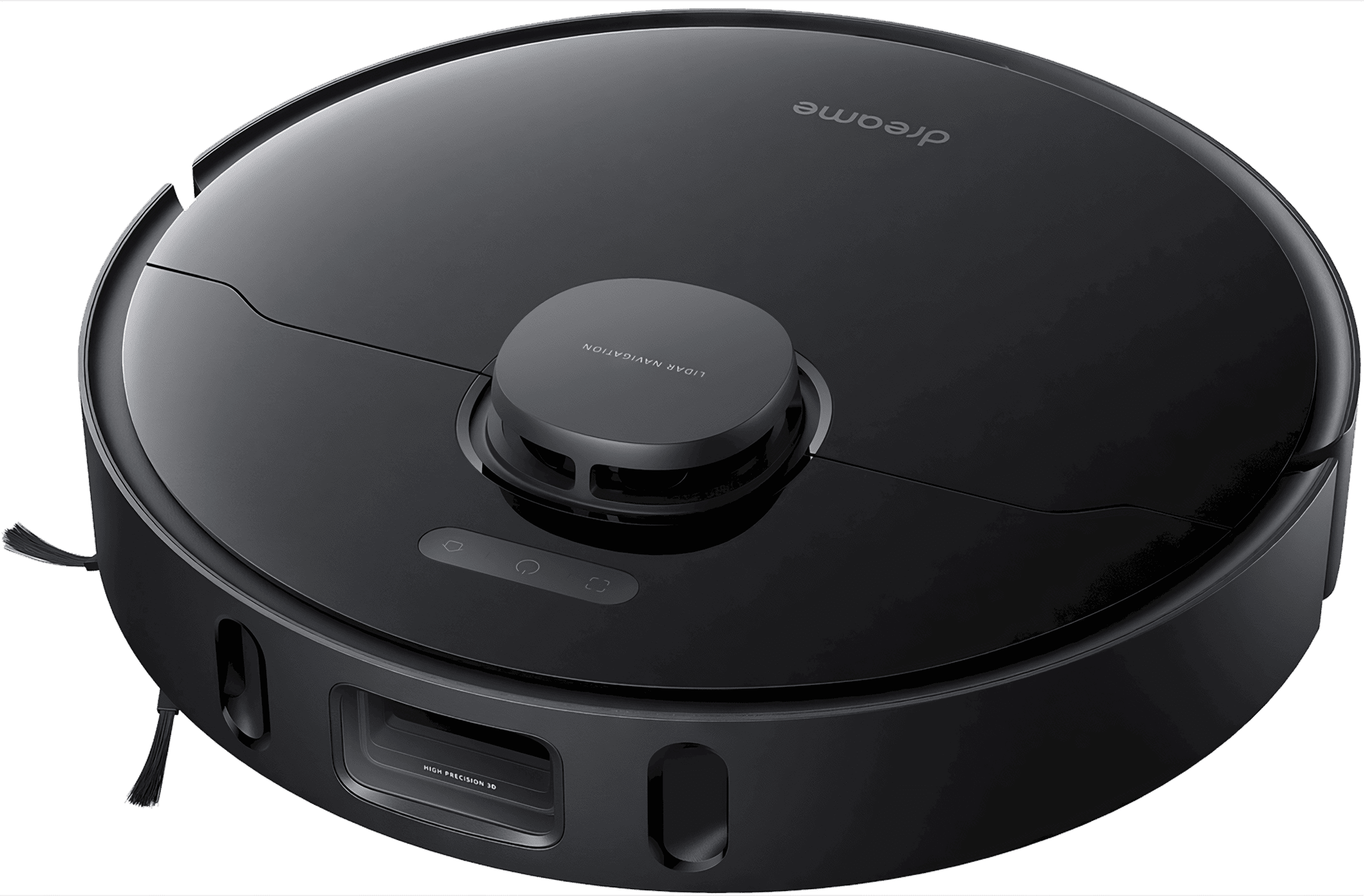 Image showing the sleek design of the Dreametech L10 Pro vacuum cleaner, emphasizing its large dust tank and water tank, and illustrating its advanced obstacle avoidance technology.