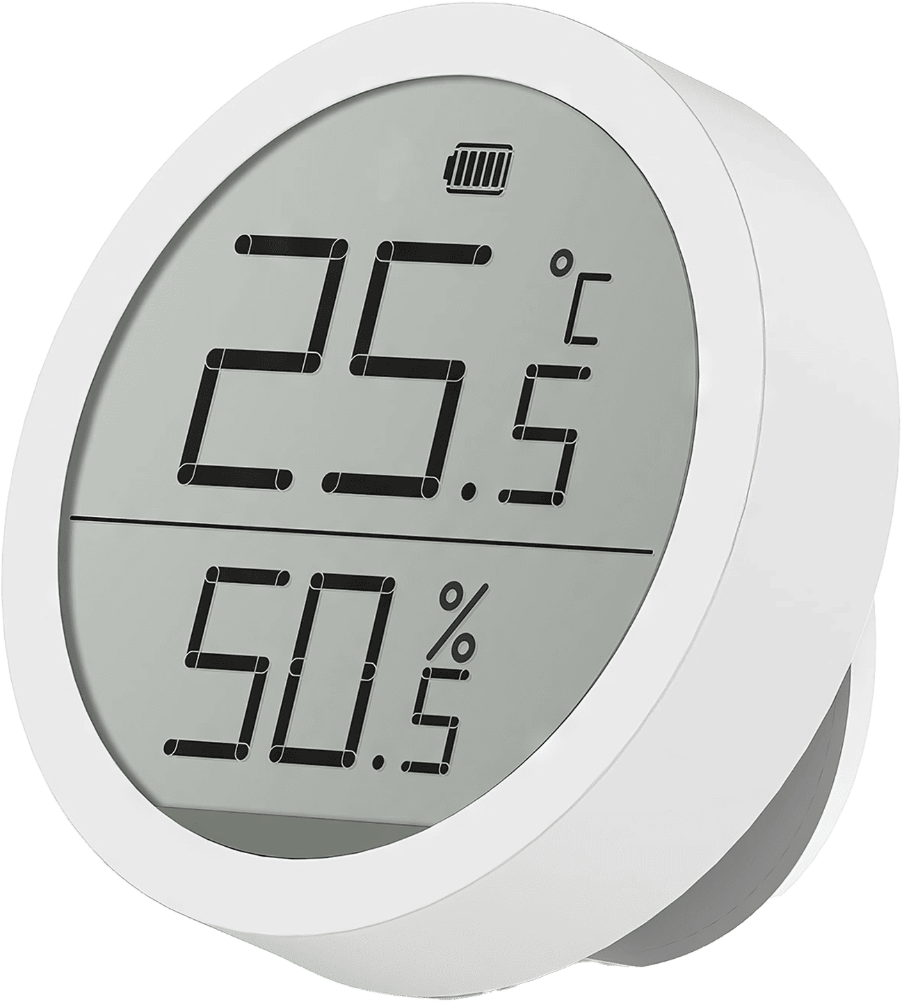 A digital thermometer hygrometer, the Qingping CGDK2, shown against a white background. This small, rectangular device features a clear LCD screen displaying temperature and humidity readings.
