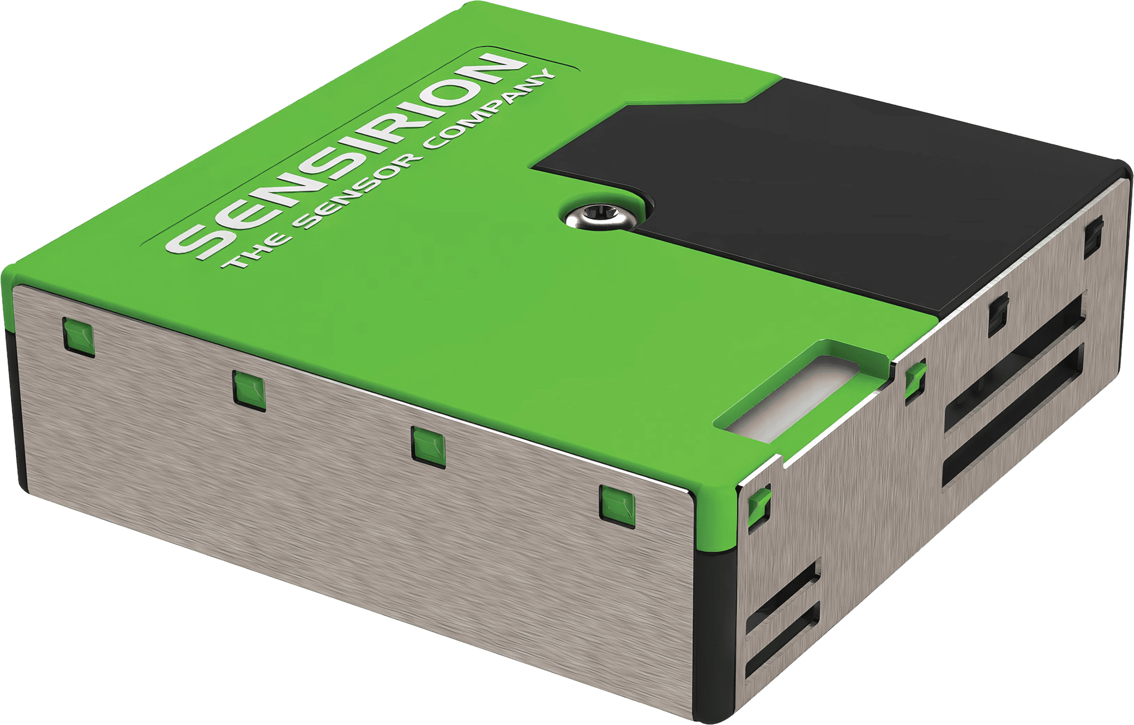 A detailed image of the Sensirion SPS30, a compact particulate matter sensor designed for accurate detection of PM2.5 air pollutants.