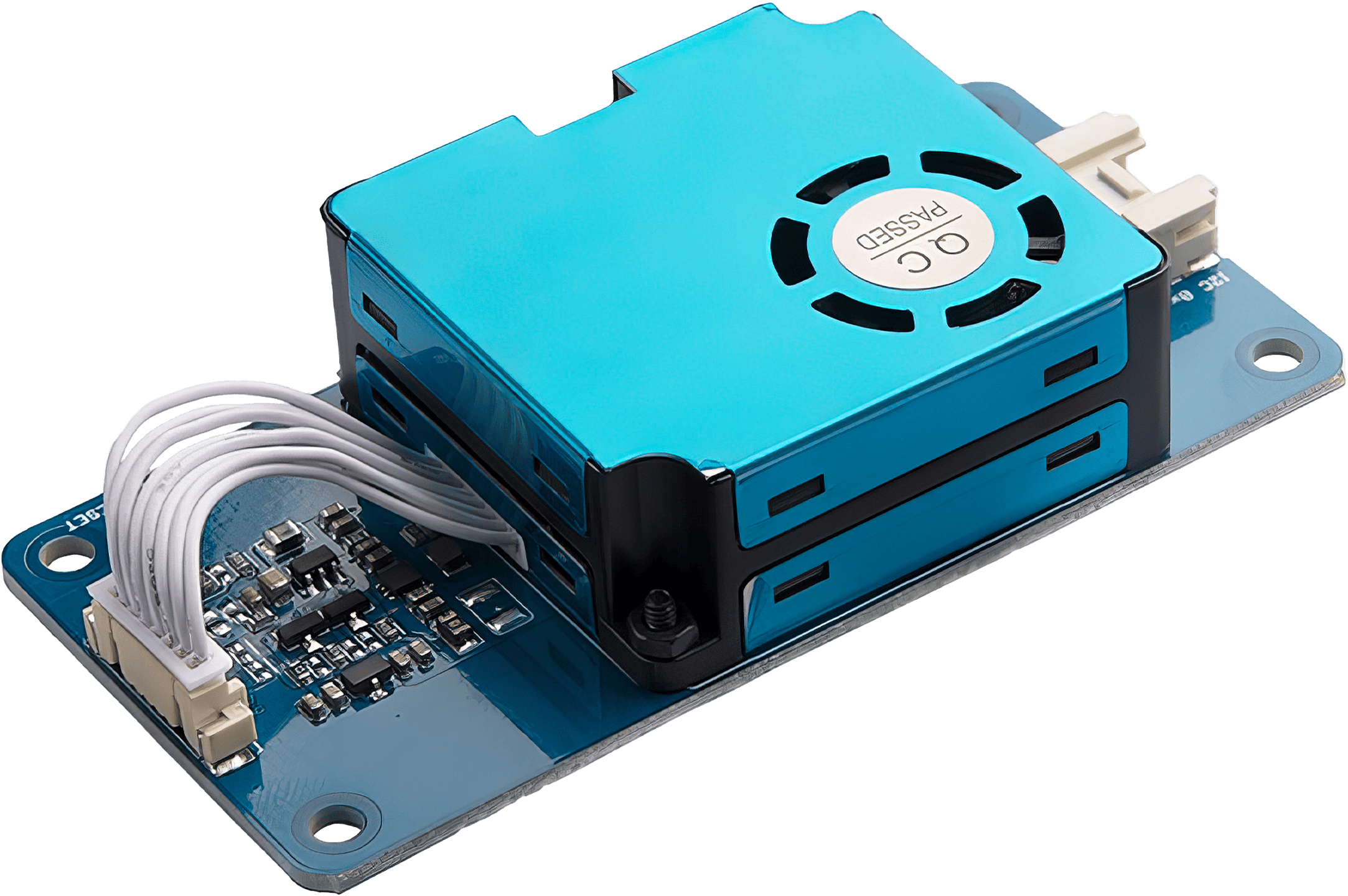A close-up image of the Grove - Laser PM2.5 Sensor (HM3301), a modern, compact device designed for real-time and continuous air quality monitoring.